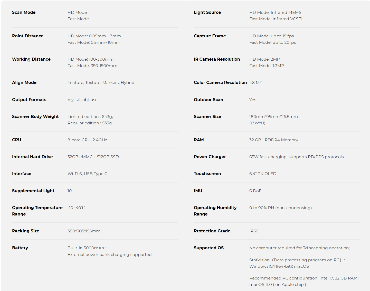 Einstar Vega specifications