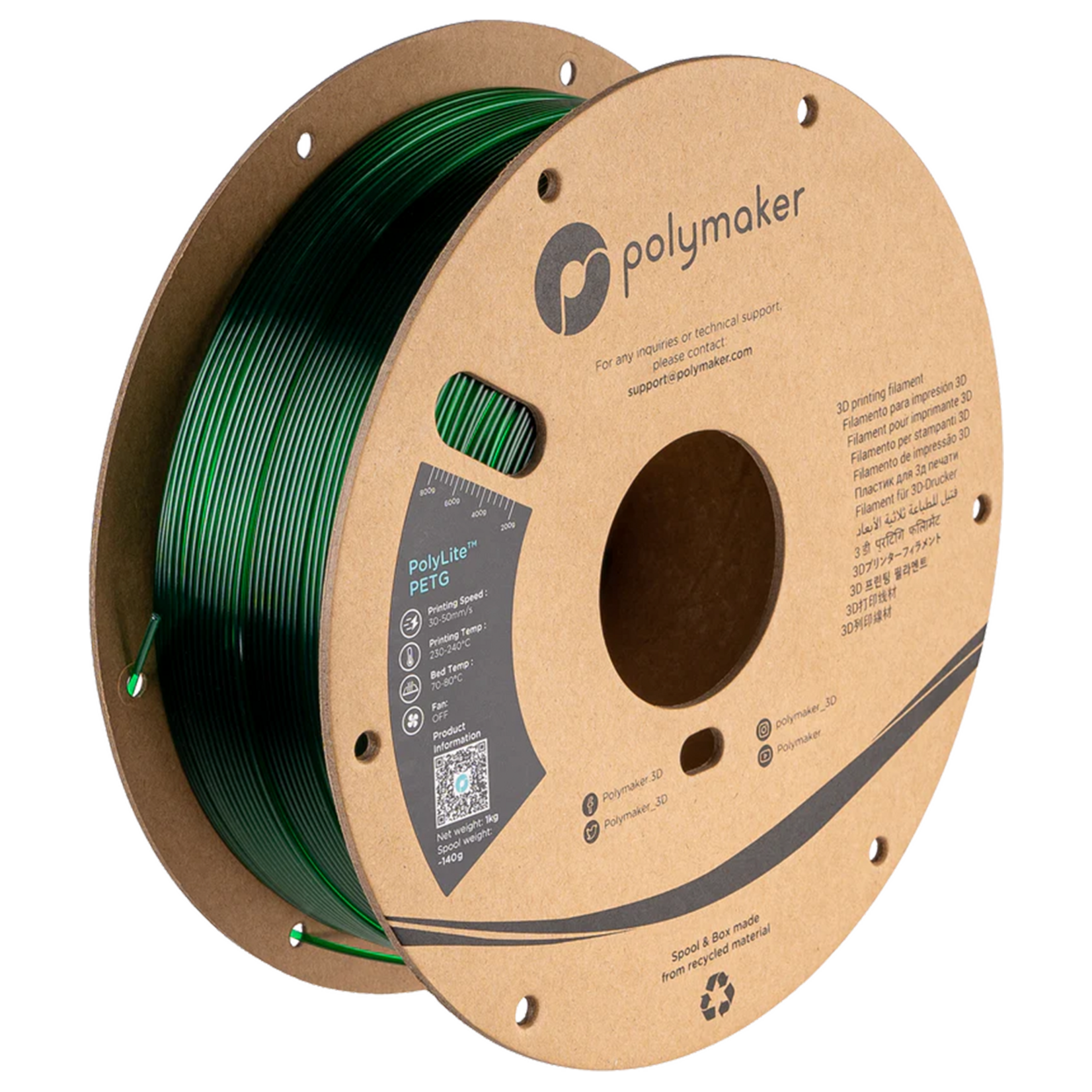 Polymaker PolyLite™ PETG - Doorschijnend groen