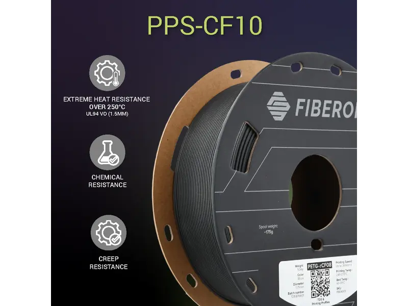 Polymaker Fiberon PPS-CF10 Black 500g 1.75 mm