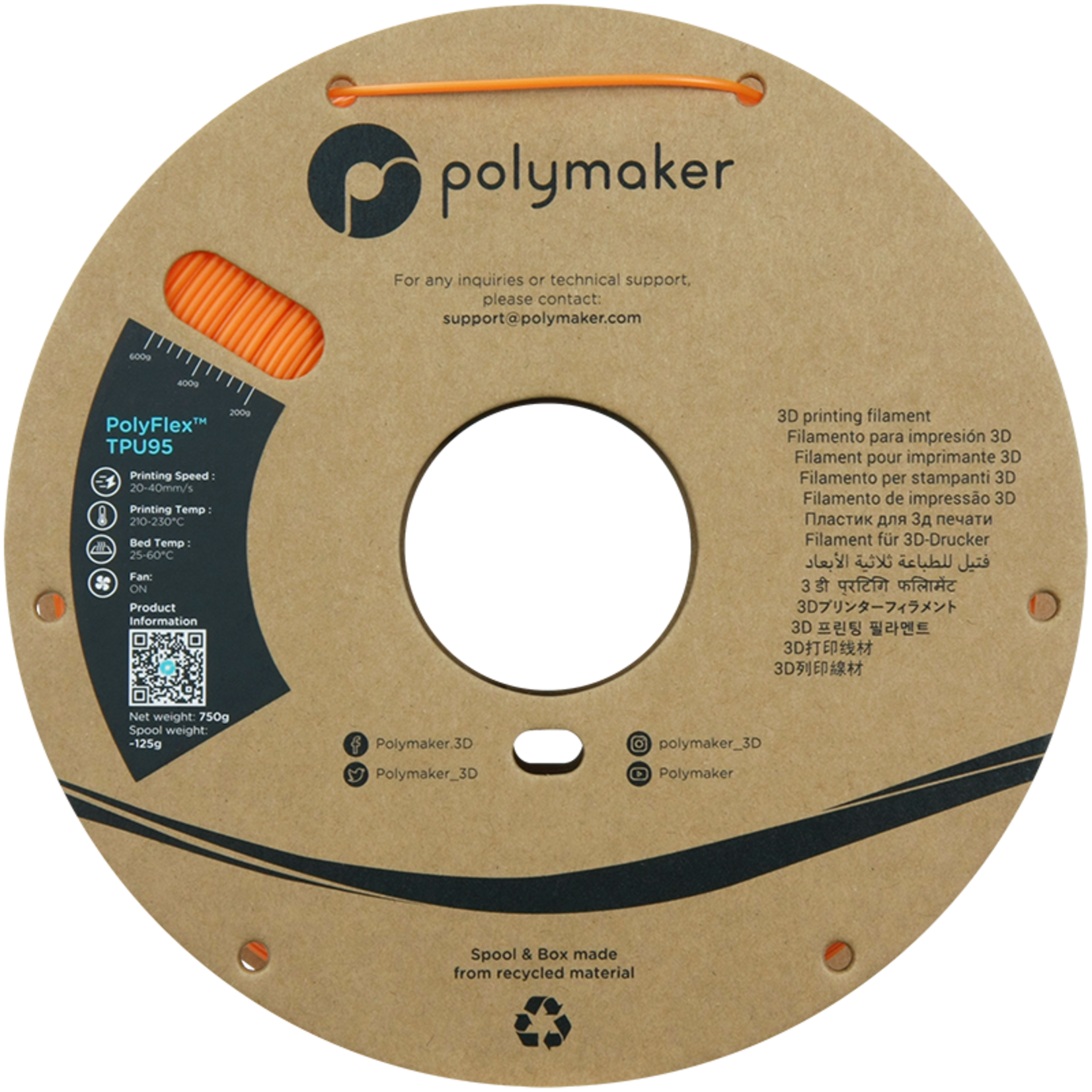 Polymaker Polyflex TPU-95A Oranje