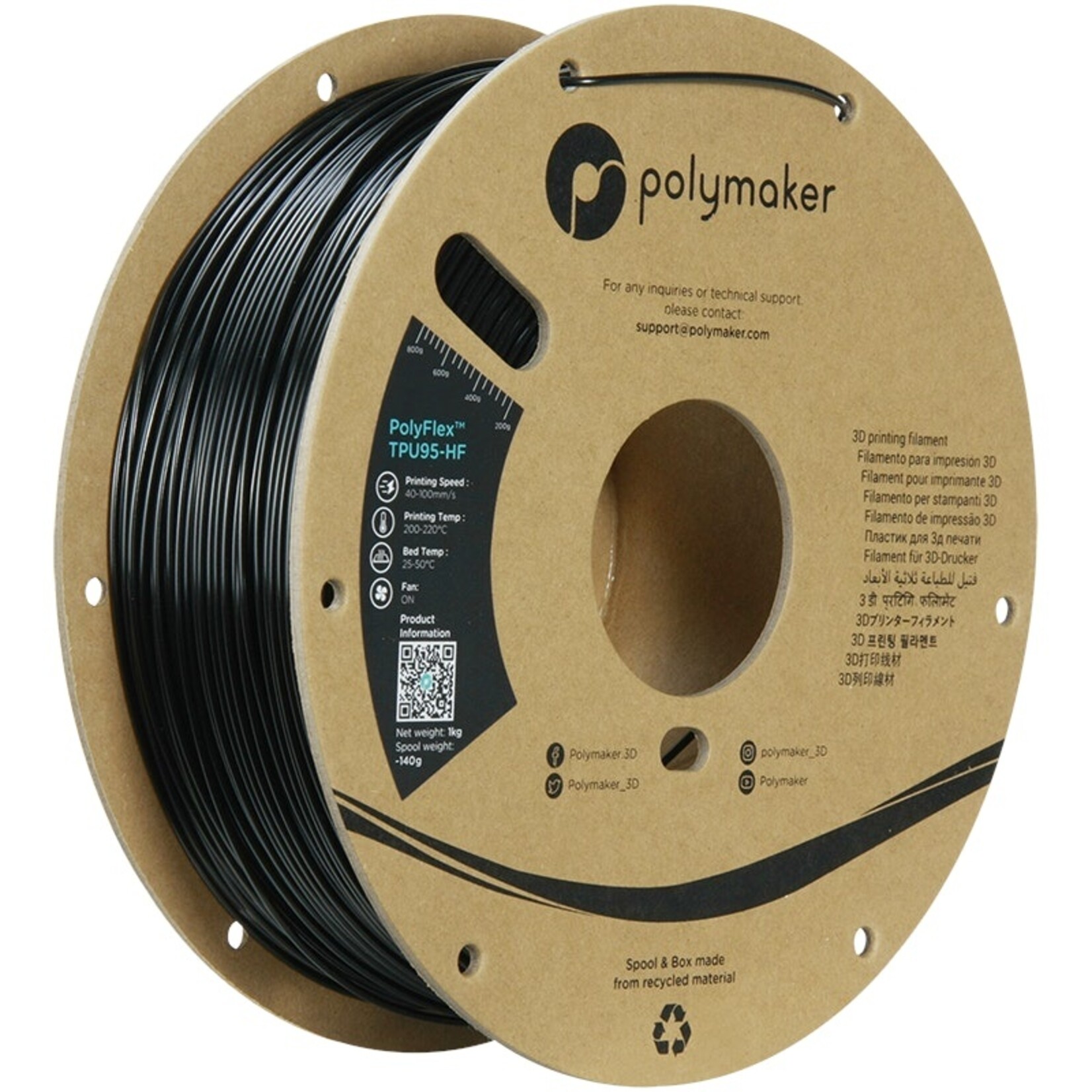 Polymaker PolyFlex Industrial TPU-95 HF Zwart