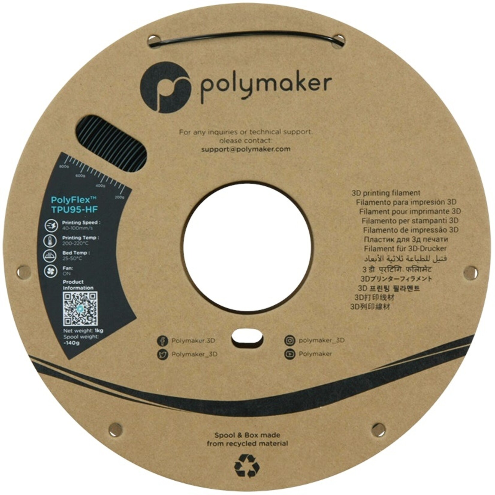 Polymaker PolyFlex Industrial TPU-95 HF Zwart