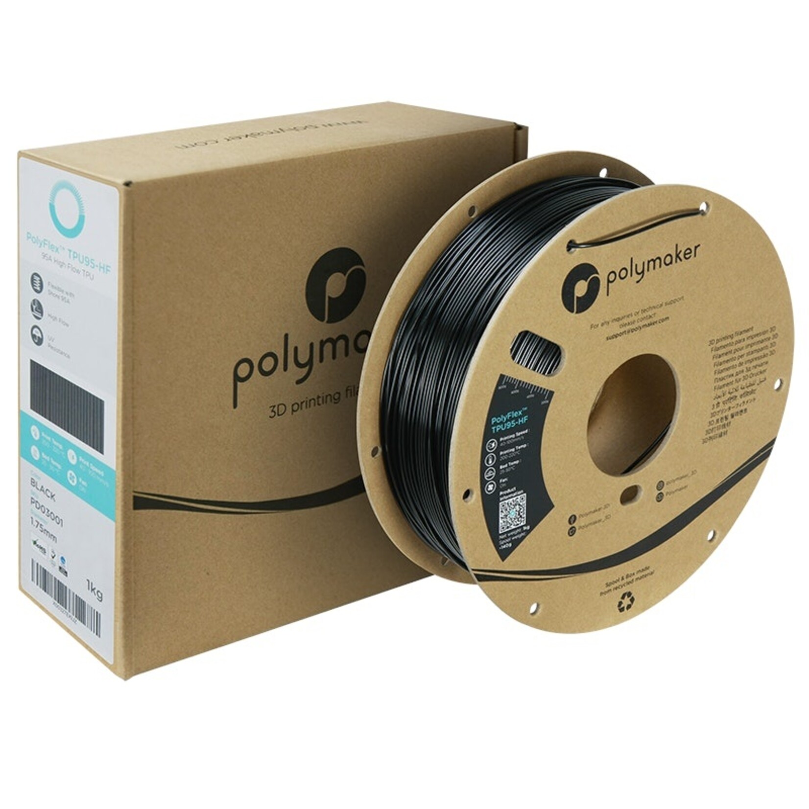 Polymaker PolyFlex Industrial TPU-95 HF Zwart