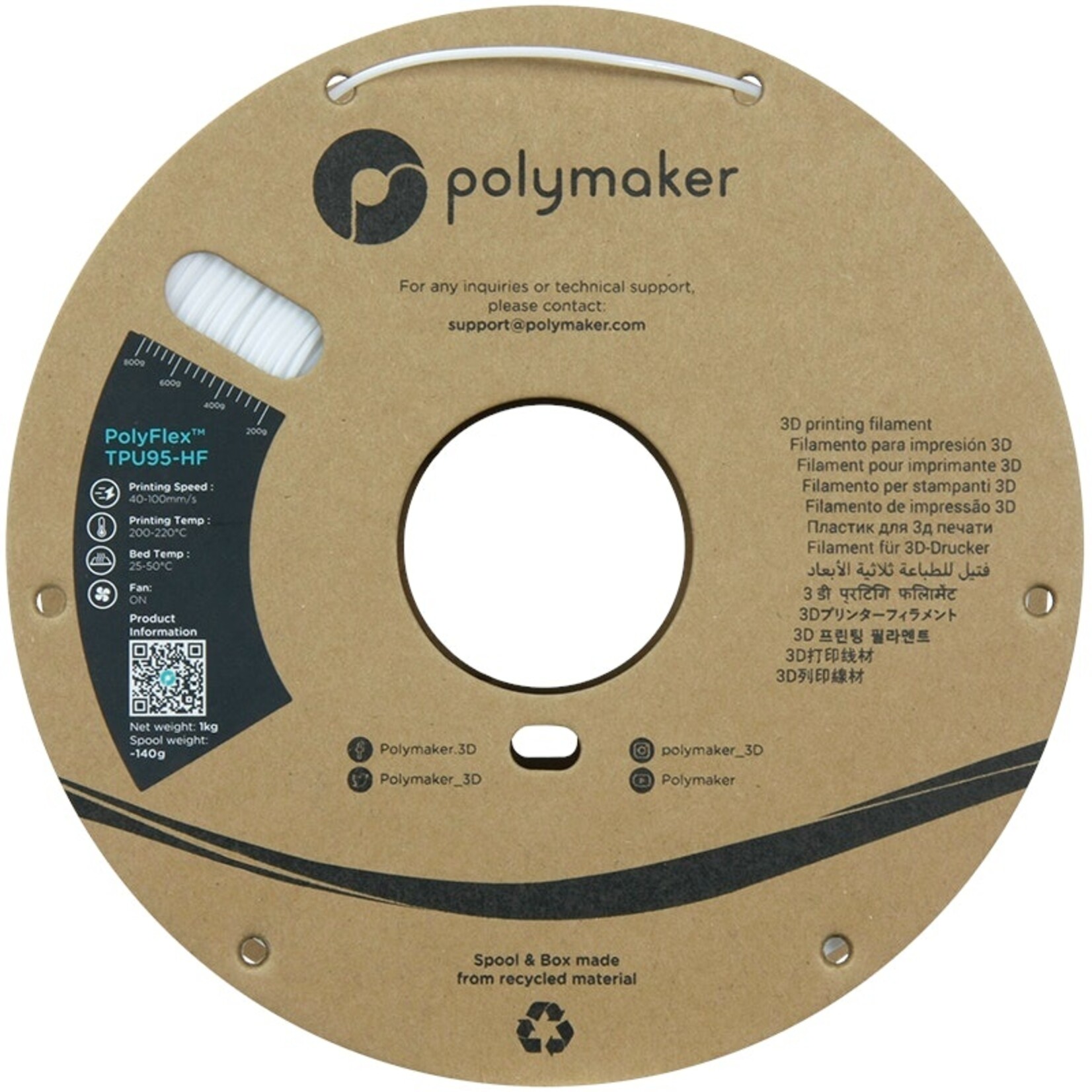 Polymaker PolyFlex Industrial TPU-95 HF Wit