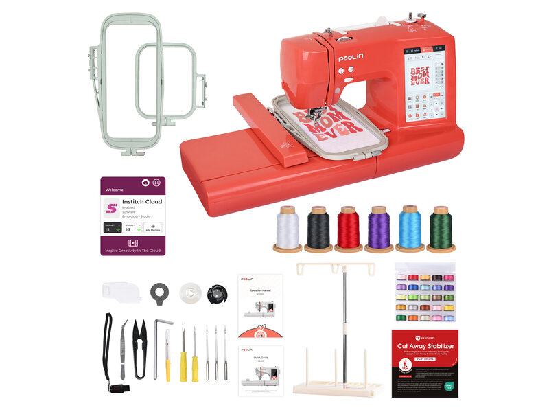 PooLin EOC05 Embroidery Machine (red)