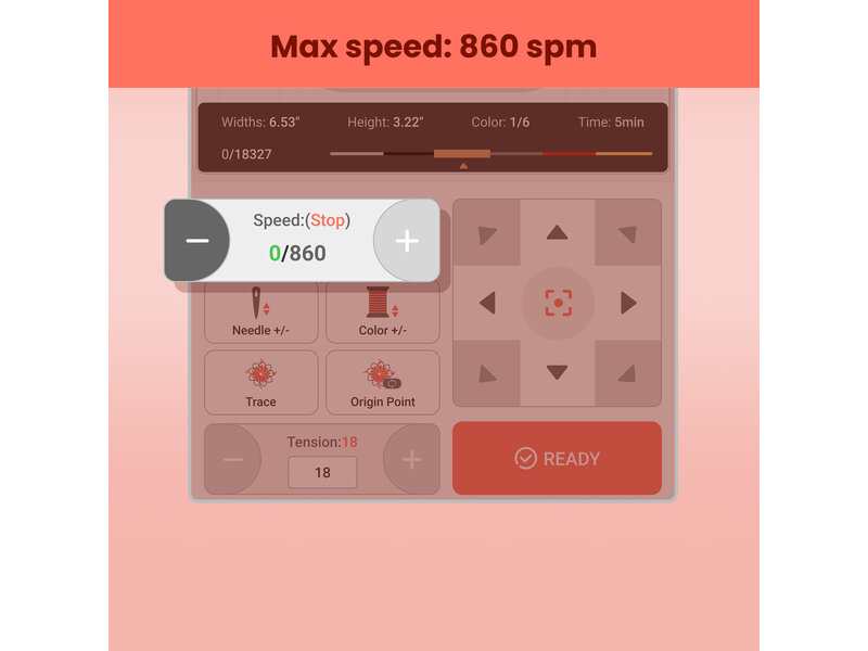 PooLin EOC06 Embroidery Machine (red)