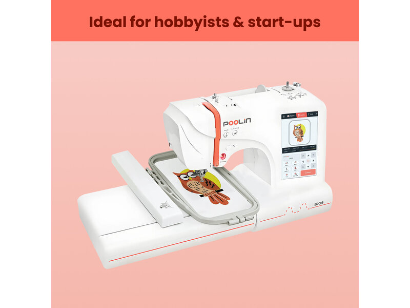 PooLin EOC05 2-in-1 Sewing & Embroidery Machine (red)