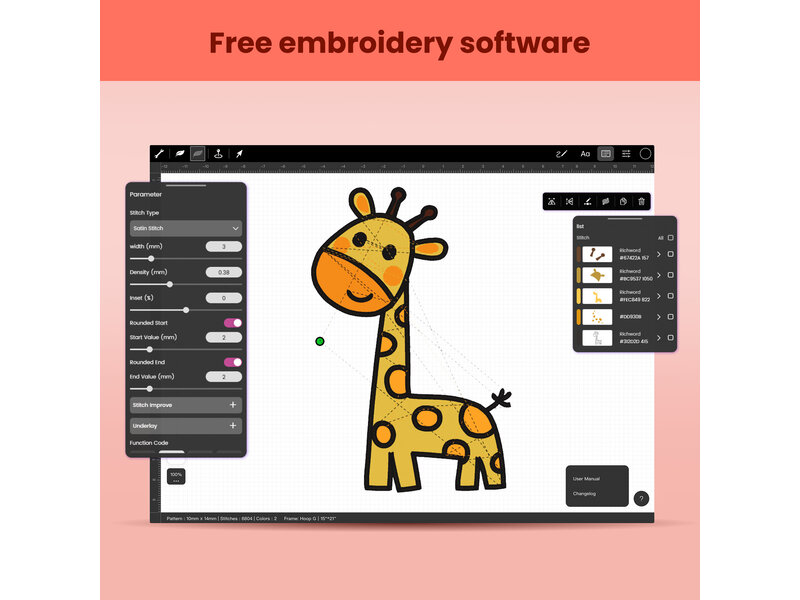 PooLin EOC05 2-in-1 Sewing & Embroidery Machine (red)