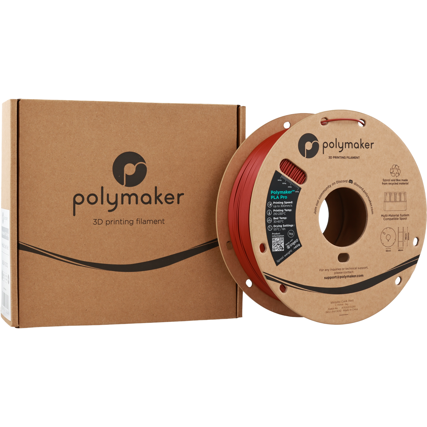 Polymaker PLA Pro - Metallic Dark Red