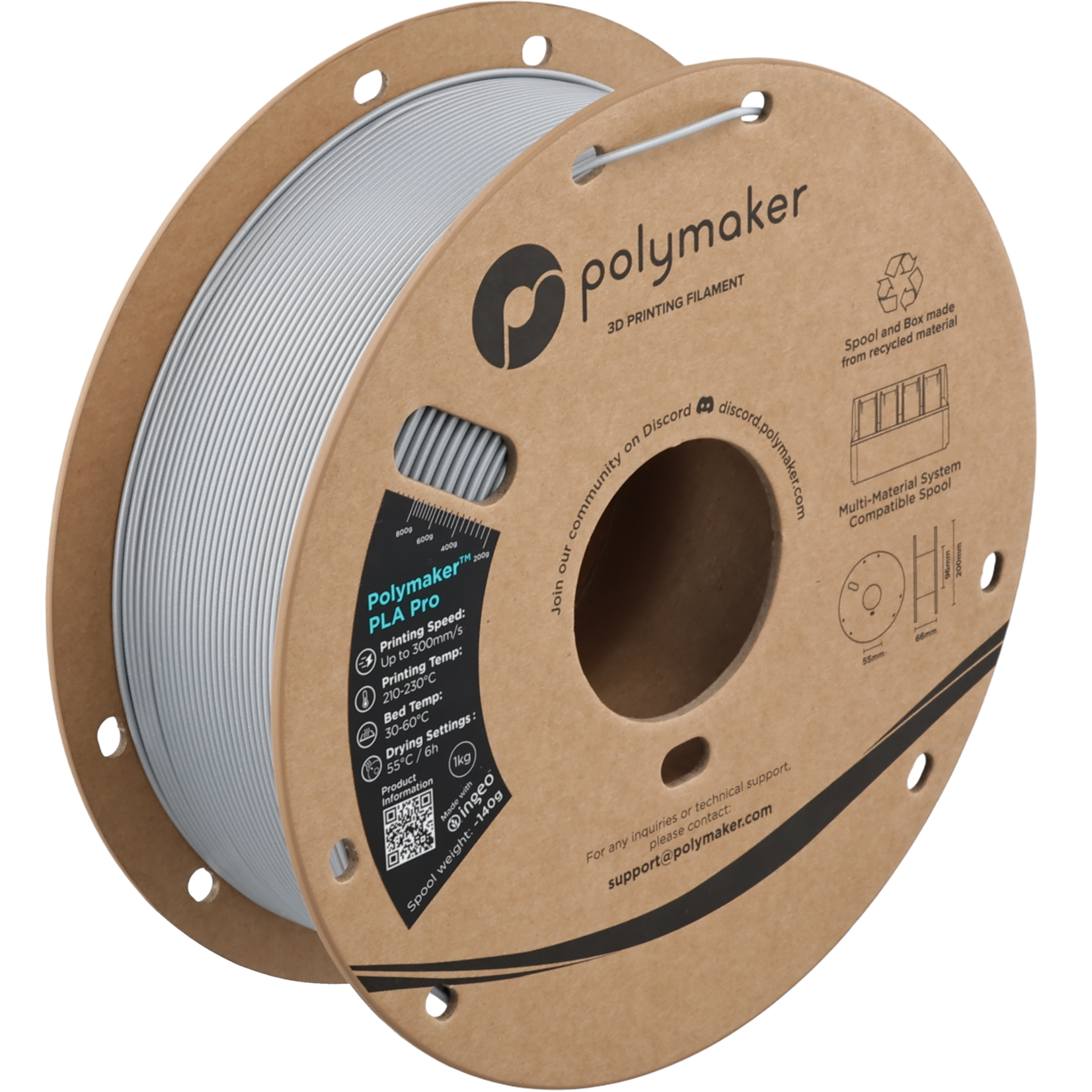 Polymaker PLA Pro - Metallic Silver