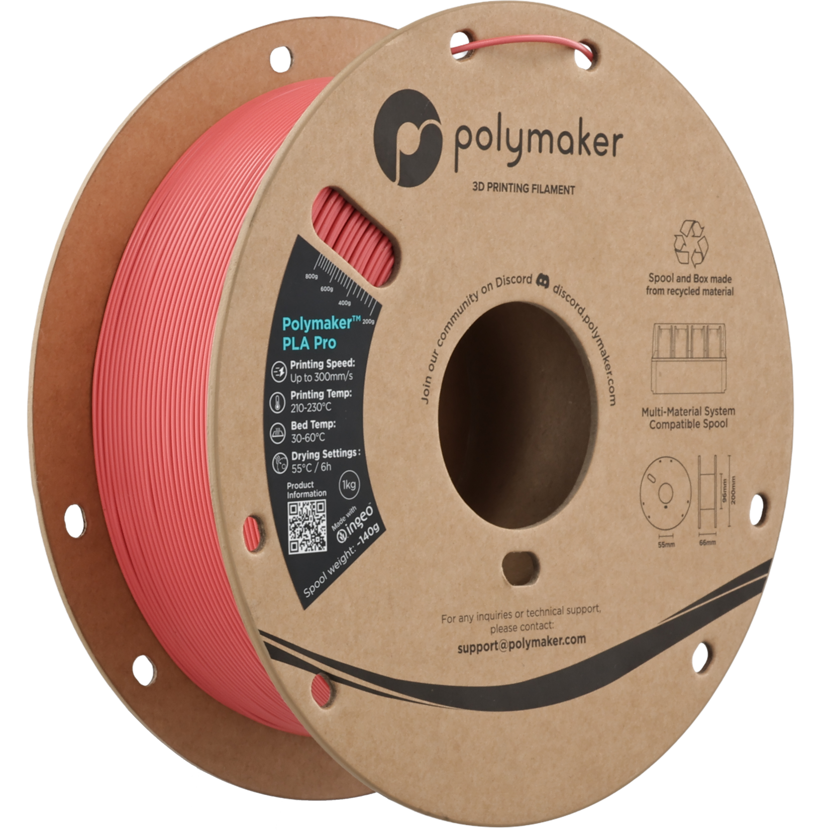 Polymaker PLA Pro - Rouge clair