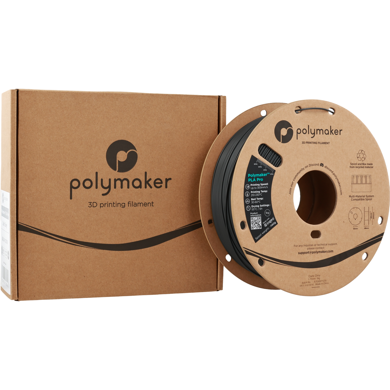 Polymaker PLA Pro - Gris foncé