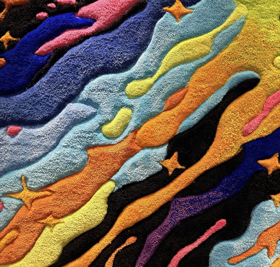 Close-up of a tufted rug.