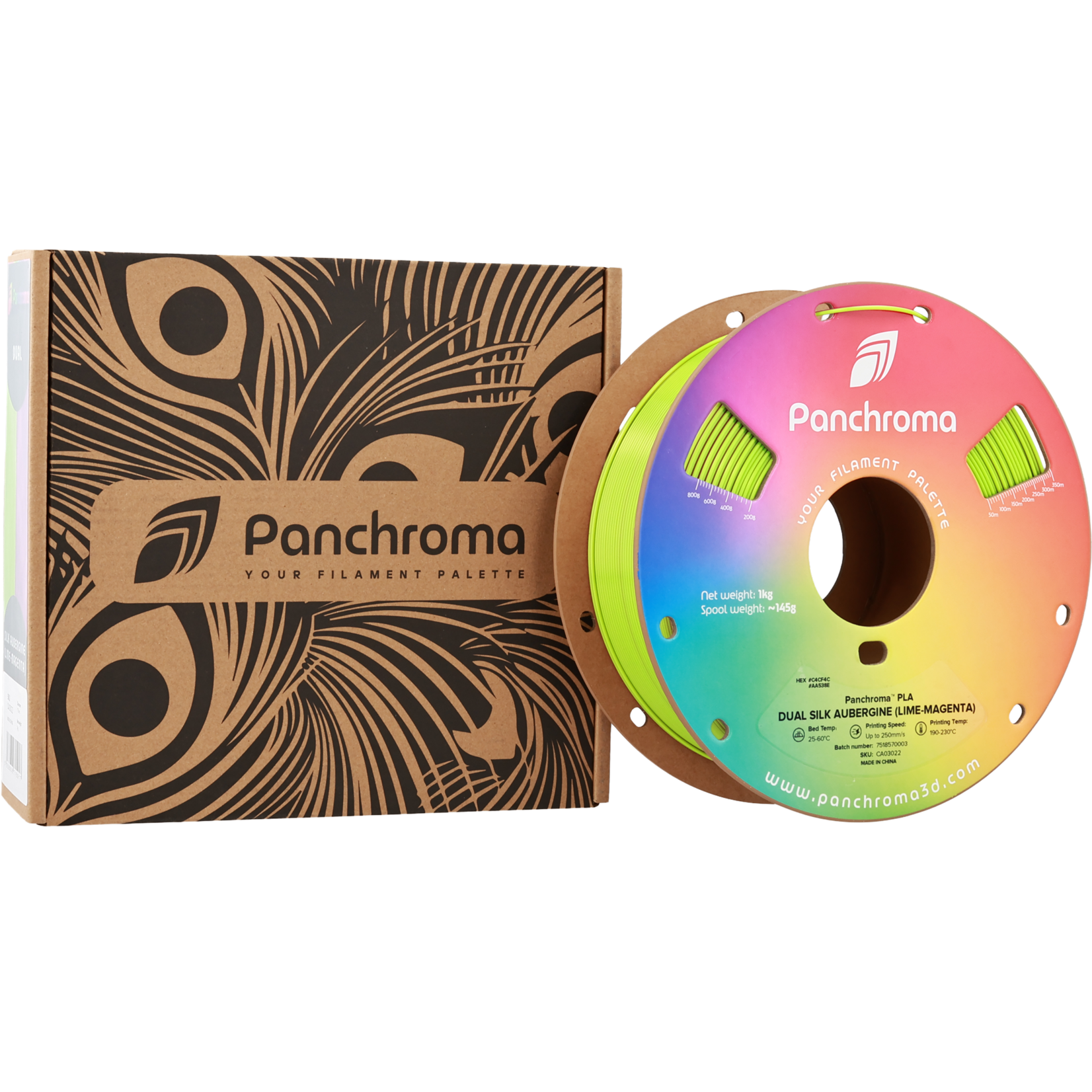 Polymaker Panchroma Dual Silk PLA - Dual Silk Aubergine (Limoen-Magenta)
