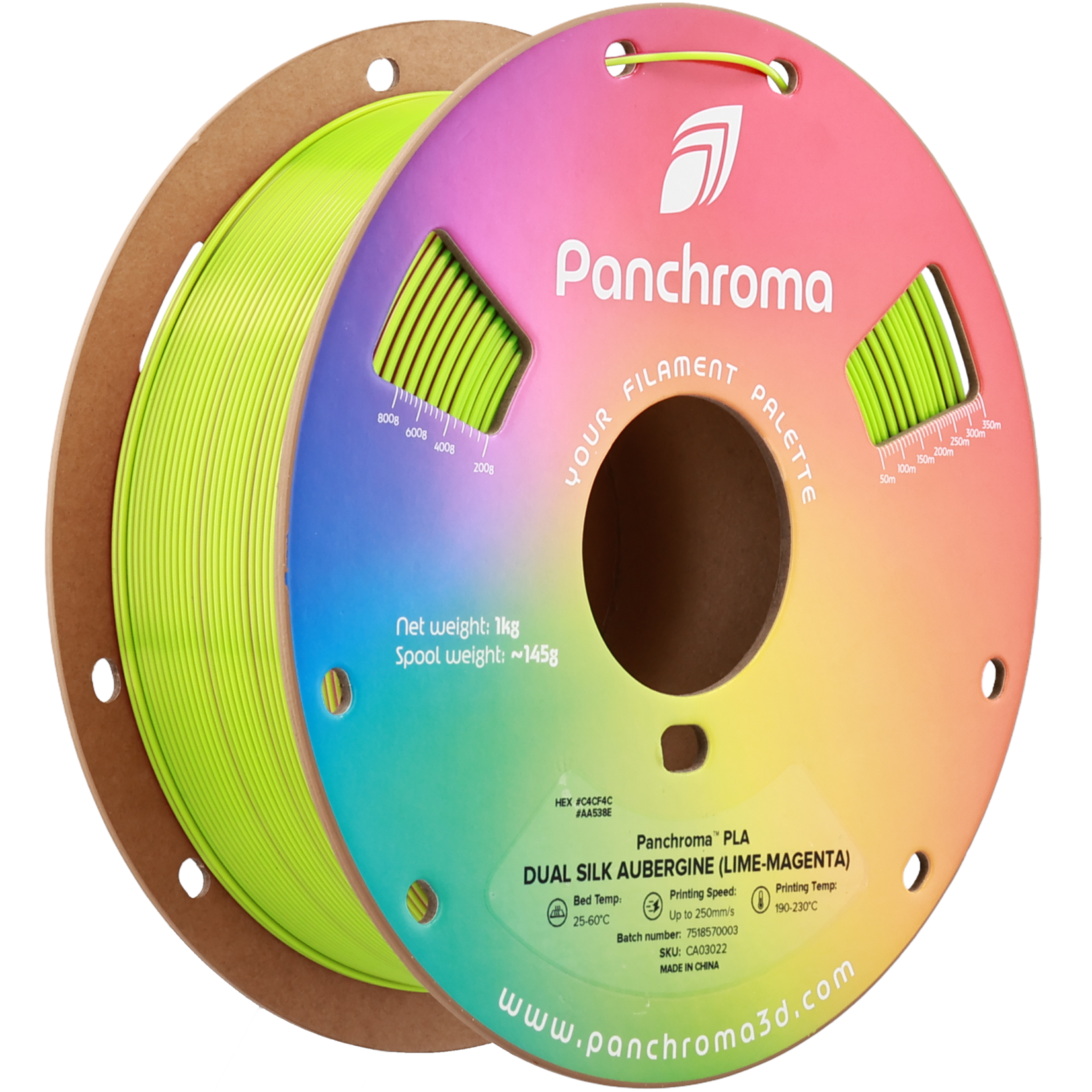 Polymaker Panchroma PLA Dual Silk Aubergine (Lime-Magenta)