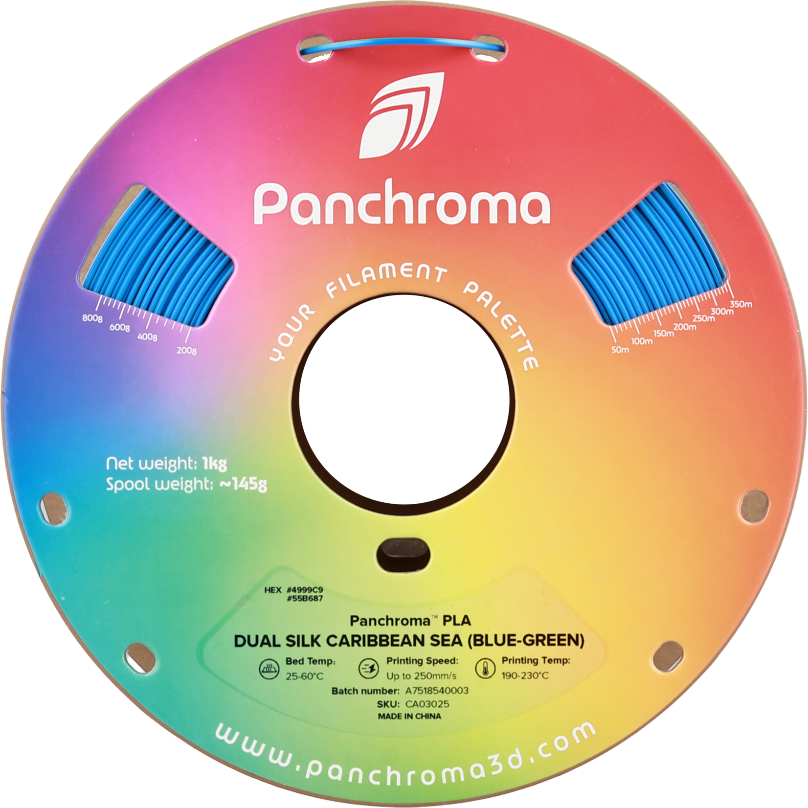 Polymaker Panchroma PLA Dual Silk Caribbean Sea (Blue-Green)