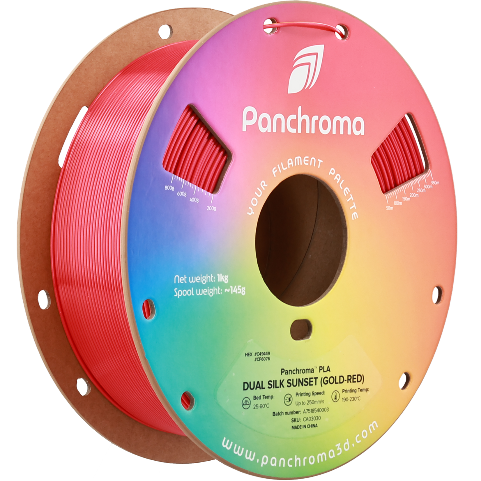 Polymaker Panchroma PLA Dual Silk Sunset (Gold-Red)