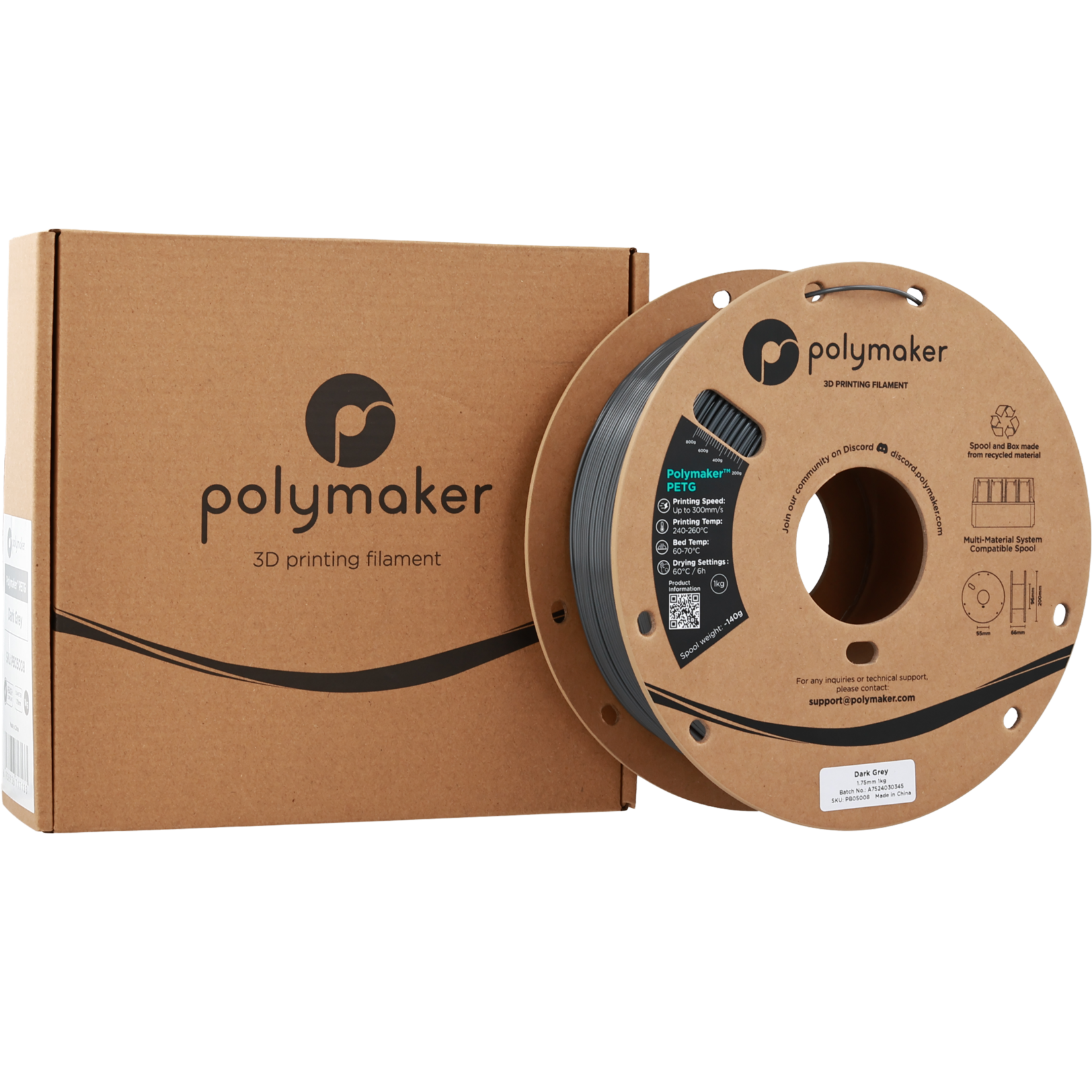 Polymaker PETG - Donkergrijs