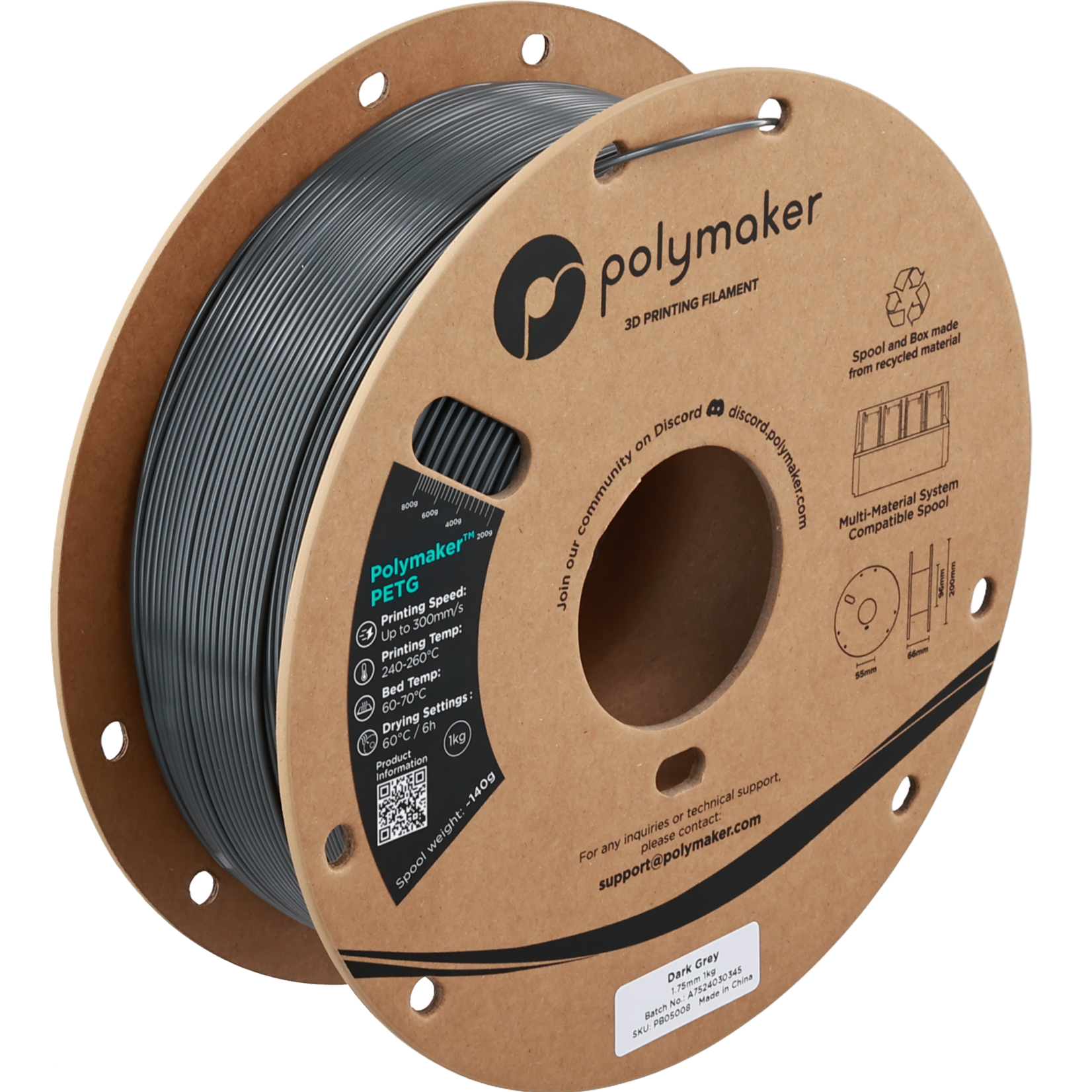 Polymaker PETG - Donkergrijs