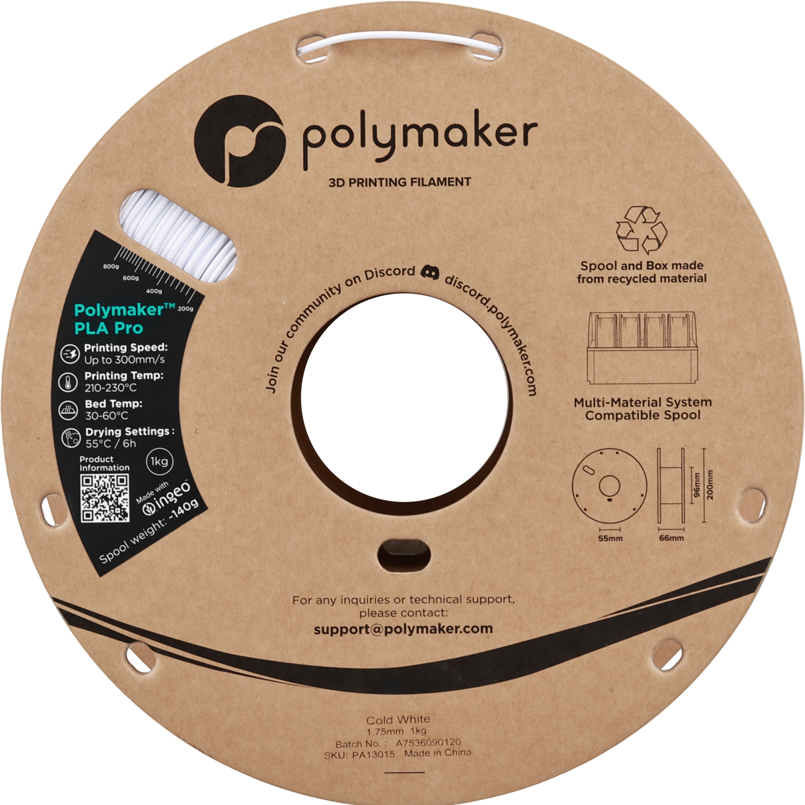 Polymaker PLA Pro - Cold White