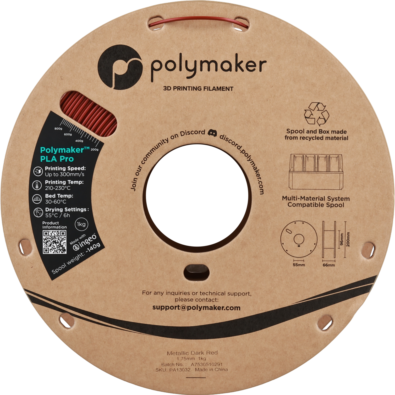 Polymaker Polymaker PLA Pro Metallic Dark Red
