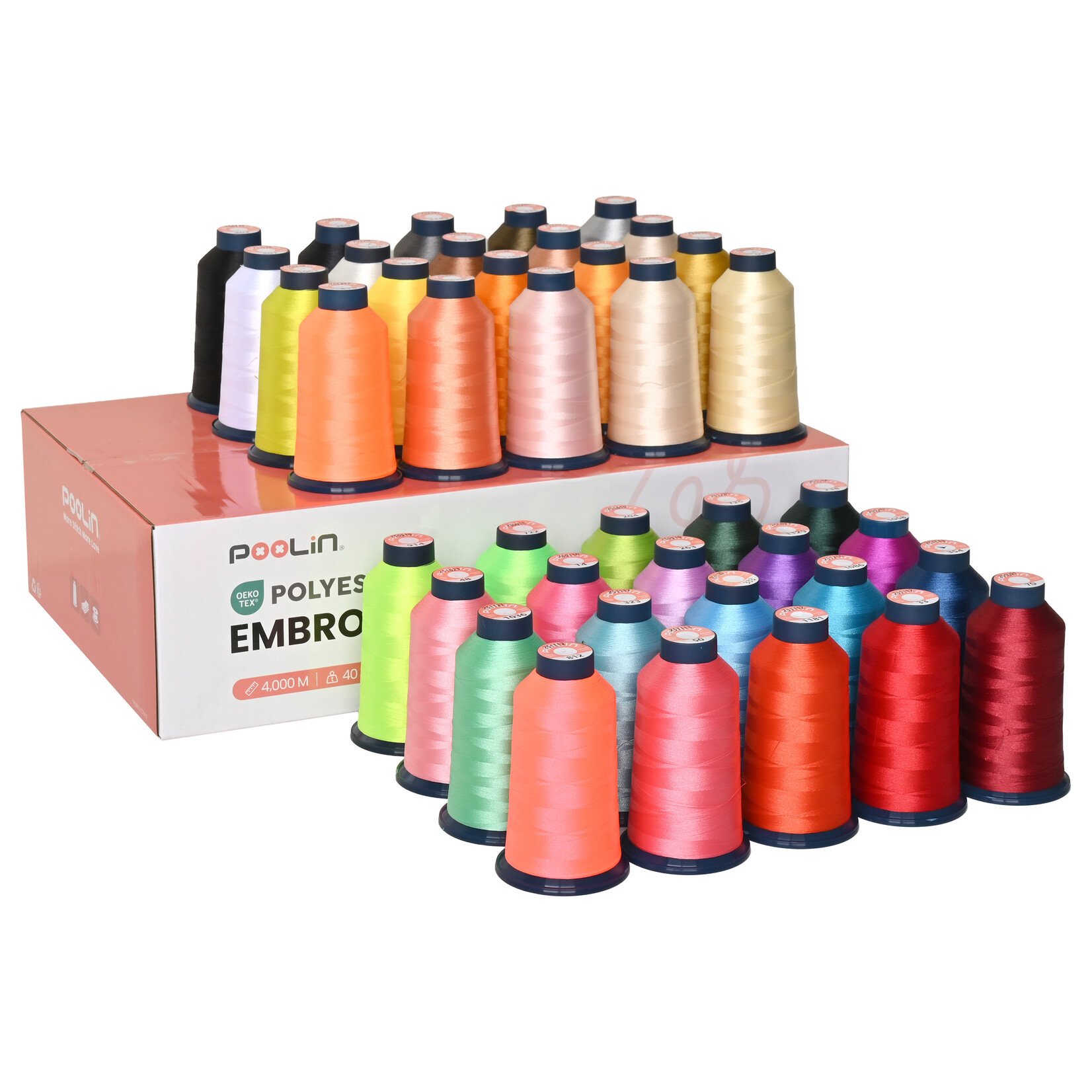 PooLin Embroidery Thread (4000 m rolls) - 40 colours