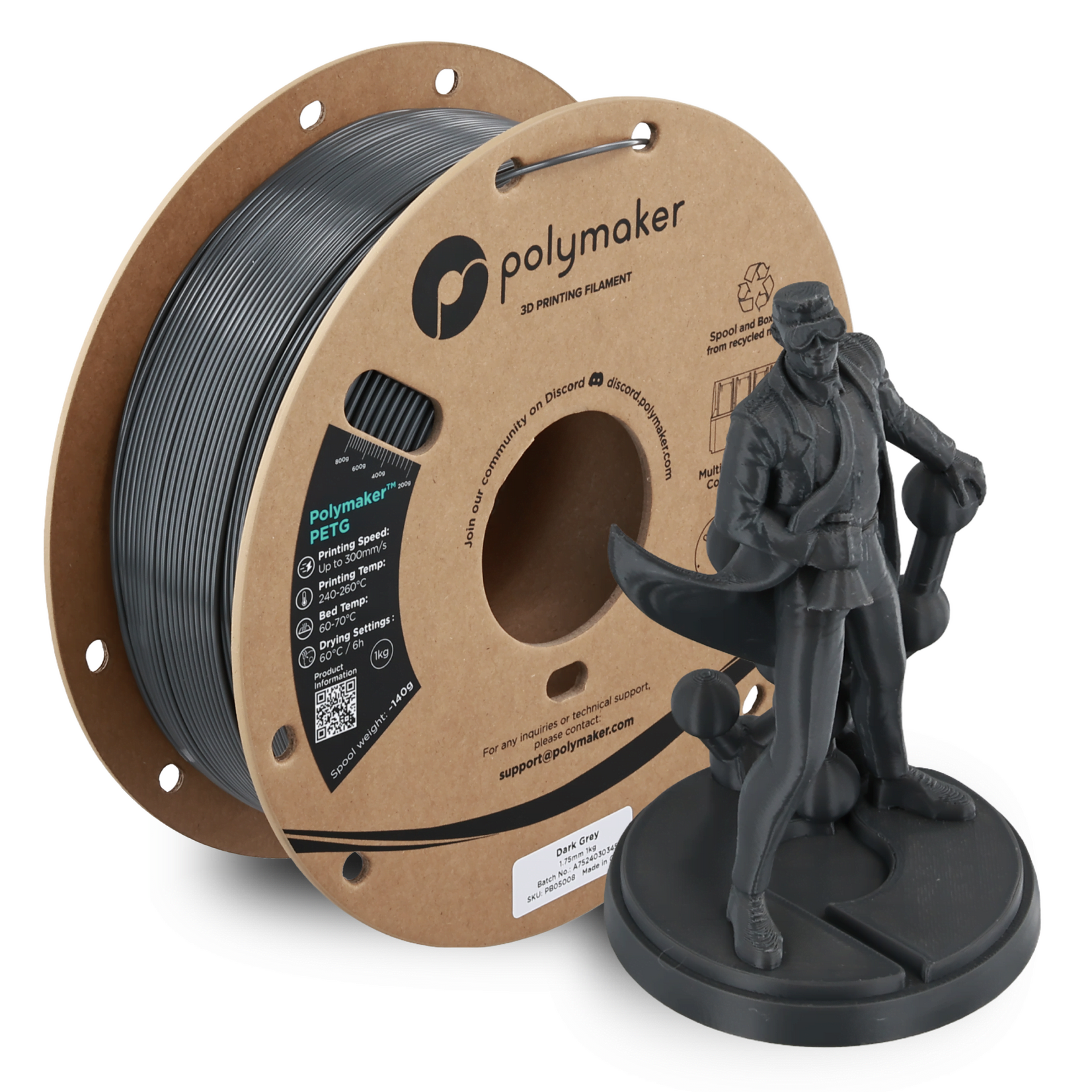 Polymaker PETG - Donkergrijs