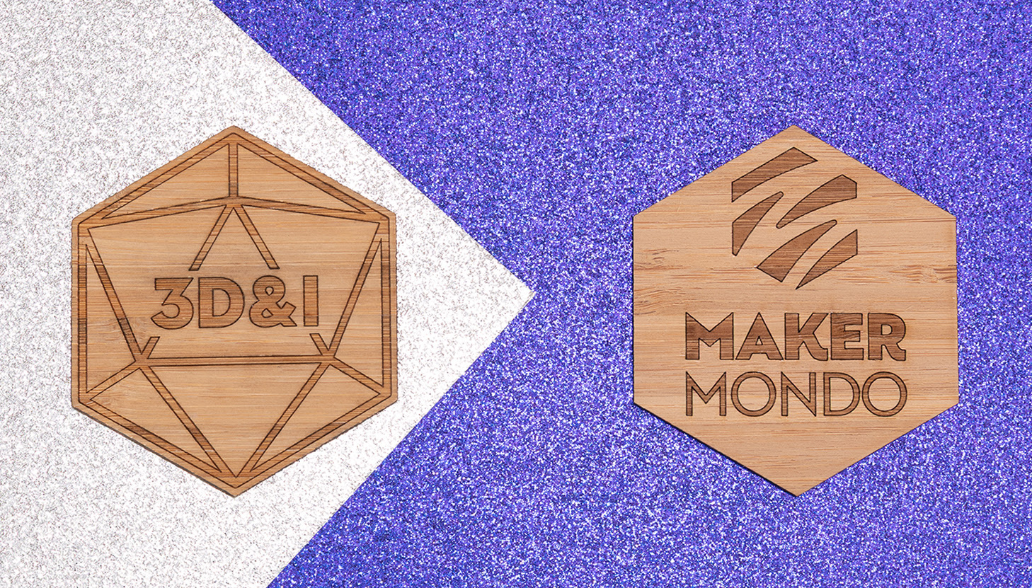 Een grote pijl in kleurovergang van het oude 3D&I logo naar het MakerMondo logo