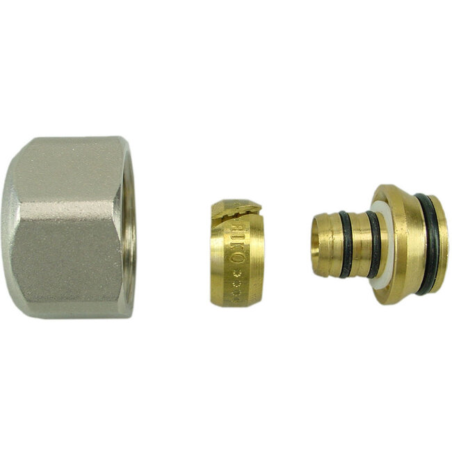 TP-99 Adaptor tbv Alu-Pex 16 x 2,0 Euro vernikkeld
