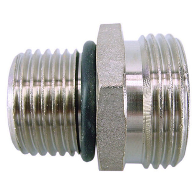 Rd-901 nippels 1/2''bui.lang x eurokonus 3/4 + o-ring vernikkeld