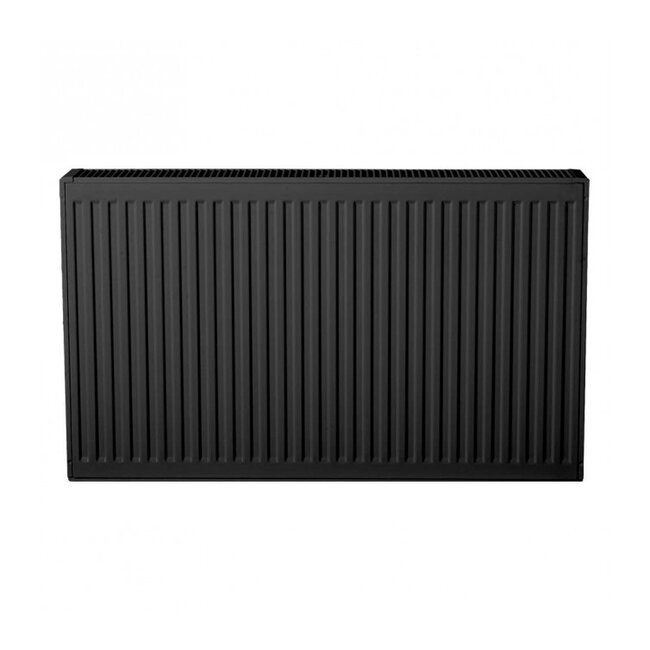 H50 x B140 T22 - Paneelradiator C6 geribbelde voorzijde Mat Zwart