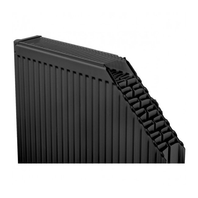 H90 x B40 T22 - Paneelradiator C8 geribbelde voorzijde Mat Zwart