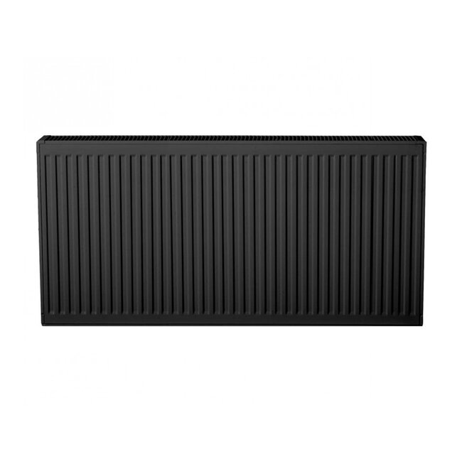H60 x B180 T22 - Paneelradiator C8 geribbelde voorzijde Mat Zwart