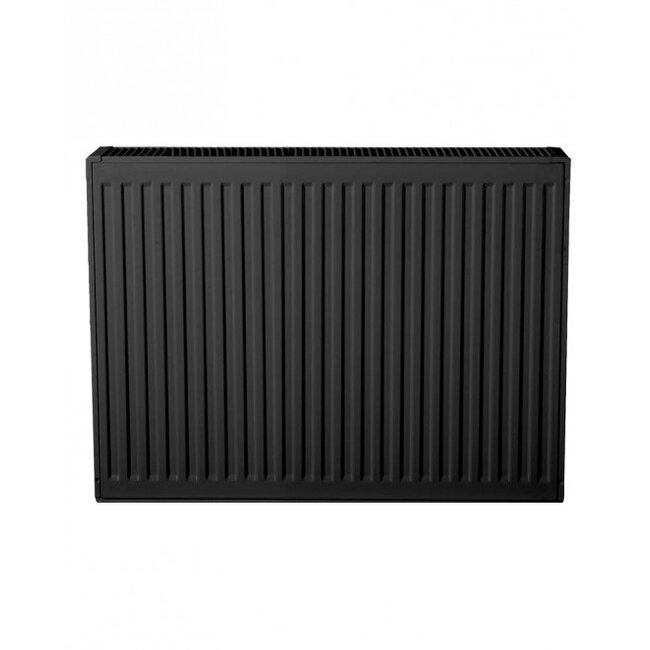 H50 x B80 T22 - Paneelradiator C8 geribbelde voorzijde Mat Zwart