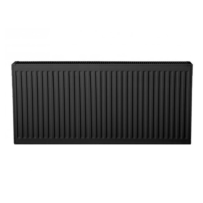 H50 x B160 T22 - Paneelradiator C6 geribbelde voorzijde Mat Zwart