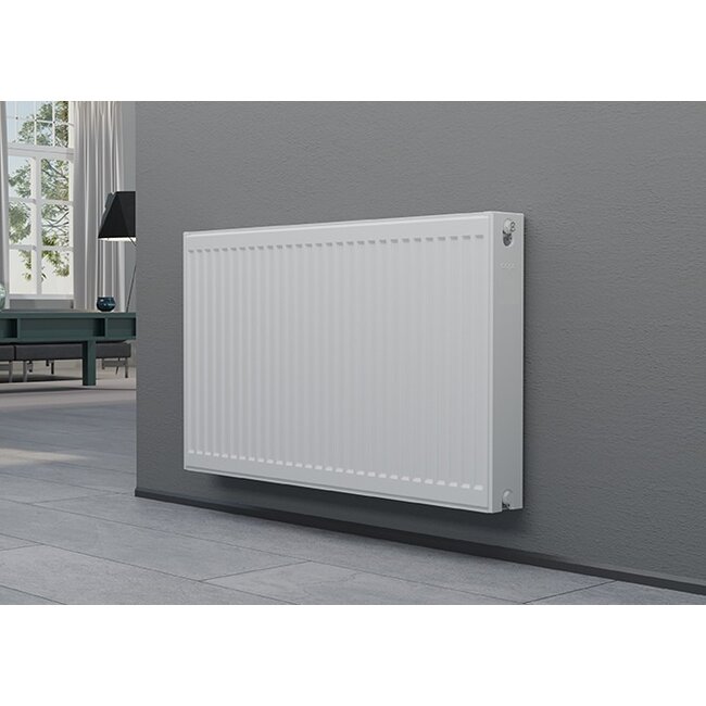 H90 x B60 T11 - Paneelradiator C6 geribbelde voorzijde Wit
