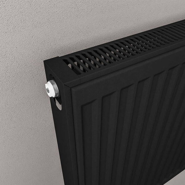 H50 x B260 T22 - Paneelradiator C4 geribbelde voorzijde Mat Zwart