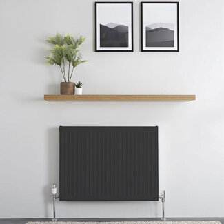 Copa H60 x B140 T11 - Paneelradiator C4 geribbelde voorzijde Mat Zwart