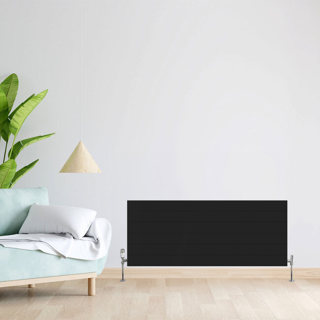 H40 x B160 T11 - Paneelradiator C4 gegroefde voorzijde Mat Zwart