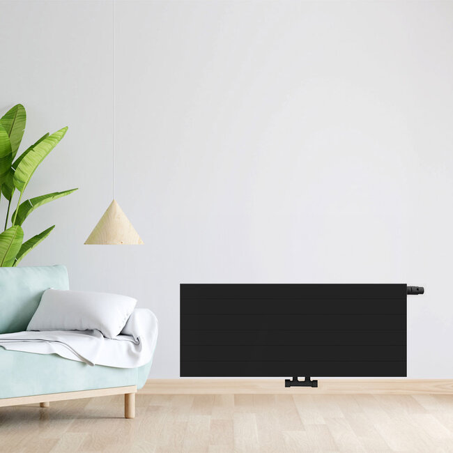 H50 x B140 T22 - Paneelradiator C8 gegroefde voorzijde Mat Zwart