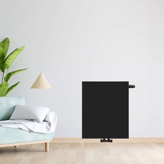 H90 x B120 T33 - Paneelradiator C8 gegroefde voorzijde Mat Zwart