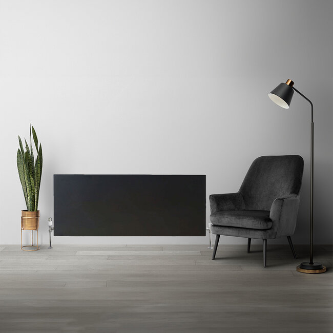 H40 x B100 T22 - Paneelradiator C4 vlakke voorzijde Mat Zwart