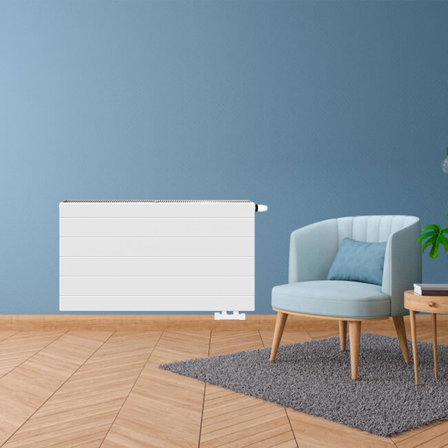 H40 x B100 T22 - Paneelradiator C6 gegroefde voorzijde Wit