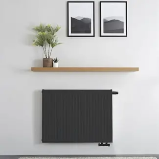 Copa H90 x B60 T22 - Paneelradiator C6 geribbelde voorzijde Mat Zwart