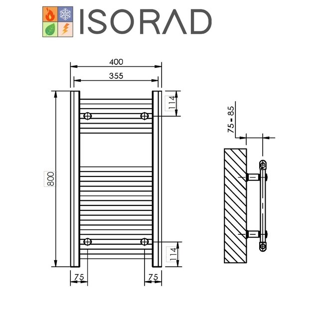 H80 x B40 cm - Handdoekradiator - Wit