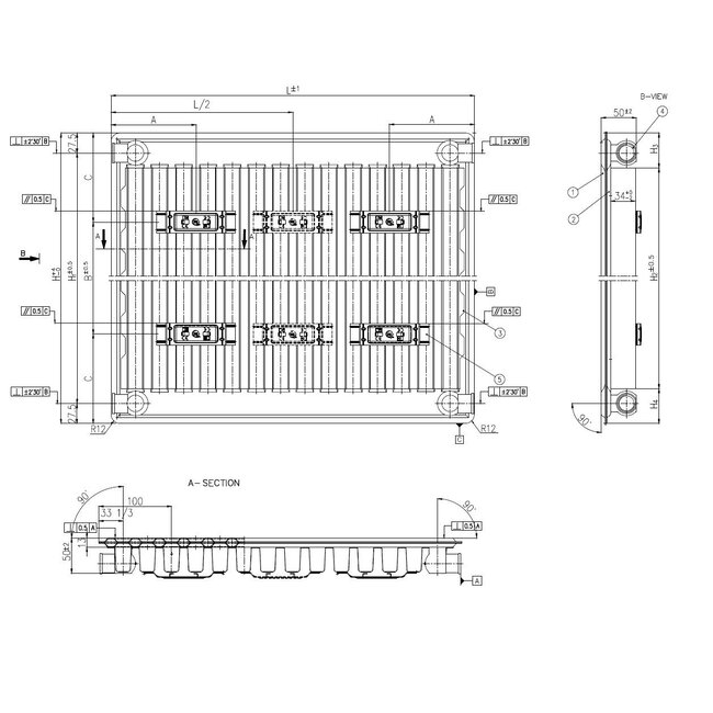 H30 x B220 T11 - Paneelradiator C4 vlakke voorzijde Mat Zwart