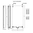H200 x B75 Verticale designradiator T20 - C6 gegroefd Wit