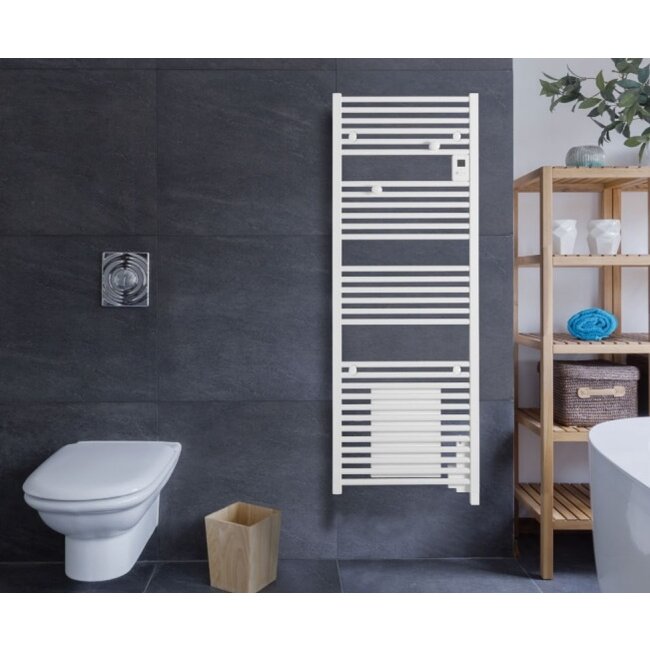 H184 x B55 cm - elektrische handdoekradiator digitaal + blower 2000W Wit