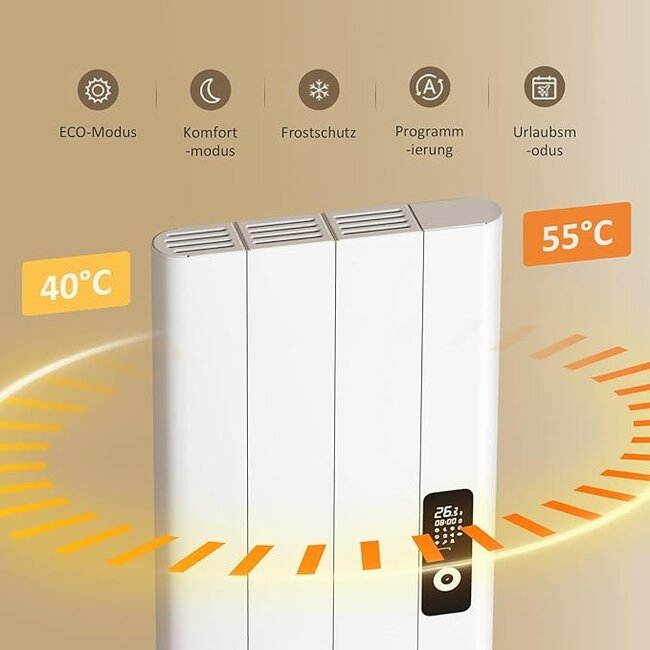 elektrische designradiator verticaal H160 x B54 cm - Wit 2000 Watt