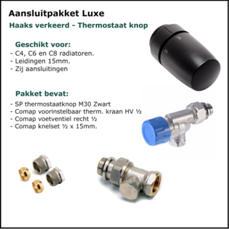Isorad Set 4 - Zij Aansluitset HV - Luxe - Zwart